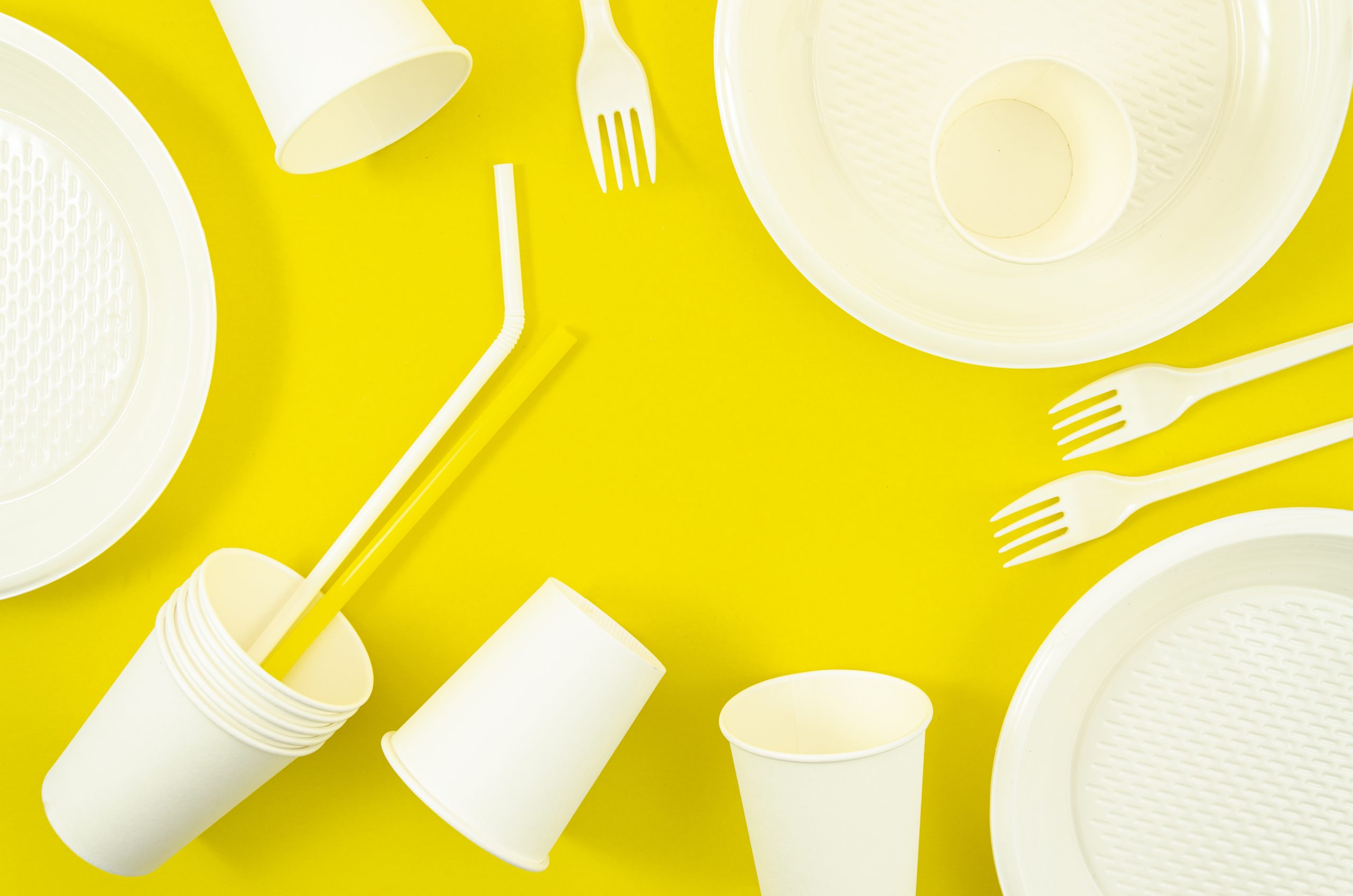 various-white-plastic-disposable-tableware